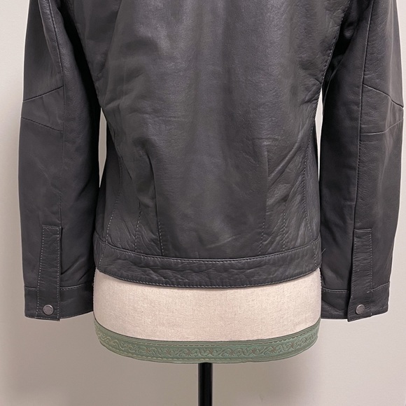 Zadig and Voltaire Gray Leather Leah Moto Jacket Medium Zip Up Lined RUNS SMALL - Picture 9 of 12